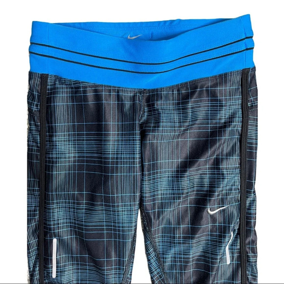 🛍️3/$40 Nike Running Capri Dri Fit Plaid Capri Blue Size XS - Picture 2 of 6